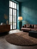 KADIMA DESIGN Teppich RHEIN Shaggy Braun 80x80 cm Bild 1