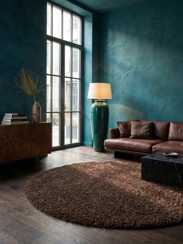 KADIMA DESIGN Teppich RHEIN Shaggy Braun 80x80 cm