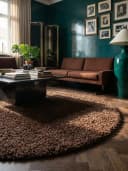 KADIMA DESIGN Teppich RHEIN Shaggy Braun 80x80 cm Bild 2