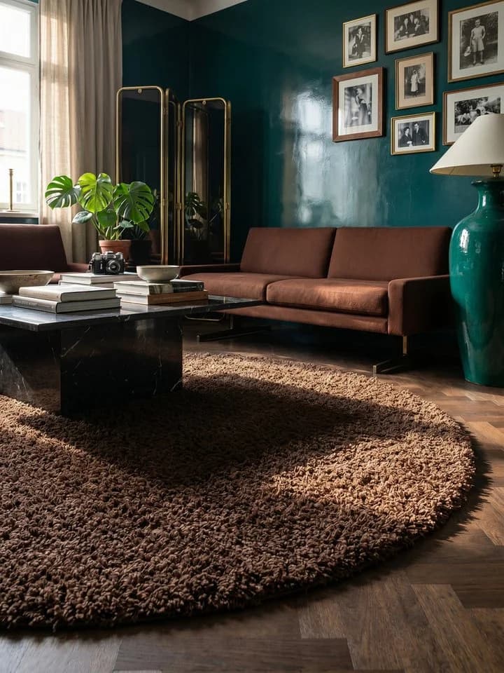KADIMA DESIGN Teppich RHEIN Shaggy Braun 80x80 cm - Bild 2