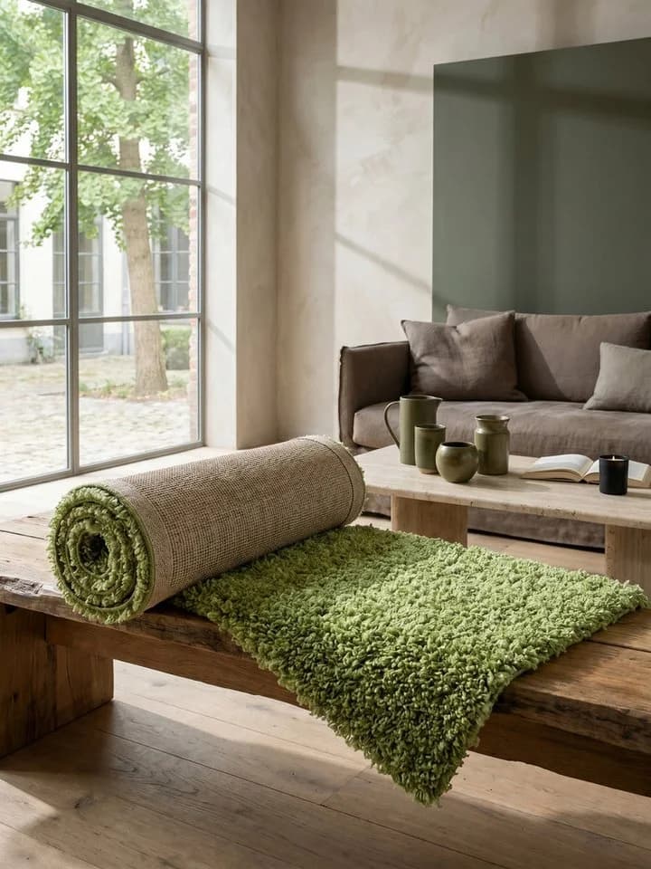 KADIMA DESIGN Teppich RHEIN Shaggy Grün 60x110 cm - Bild 5