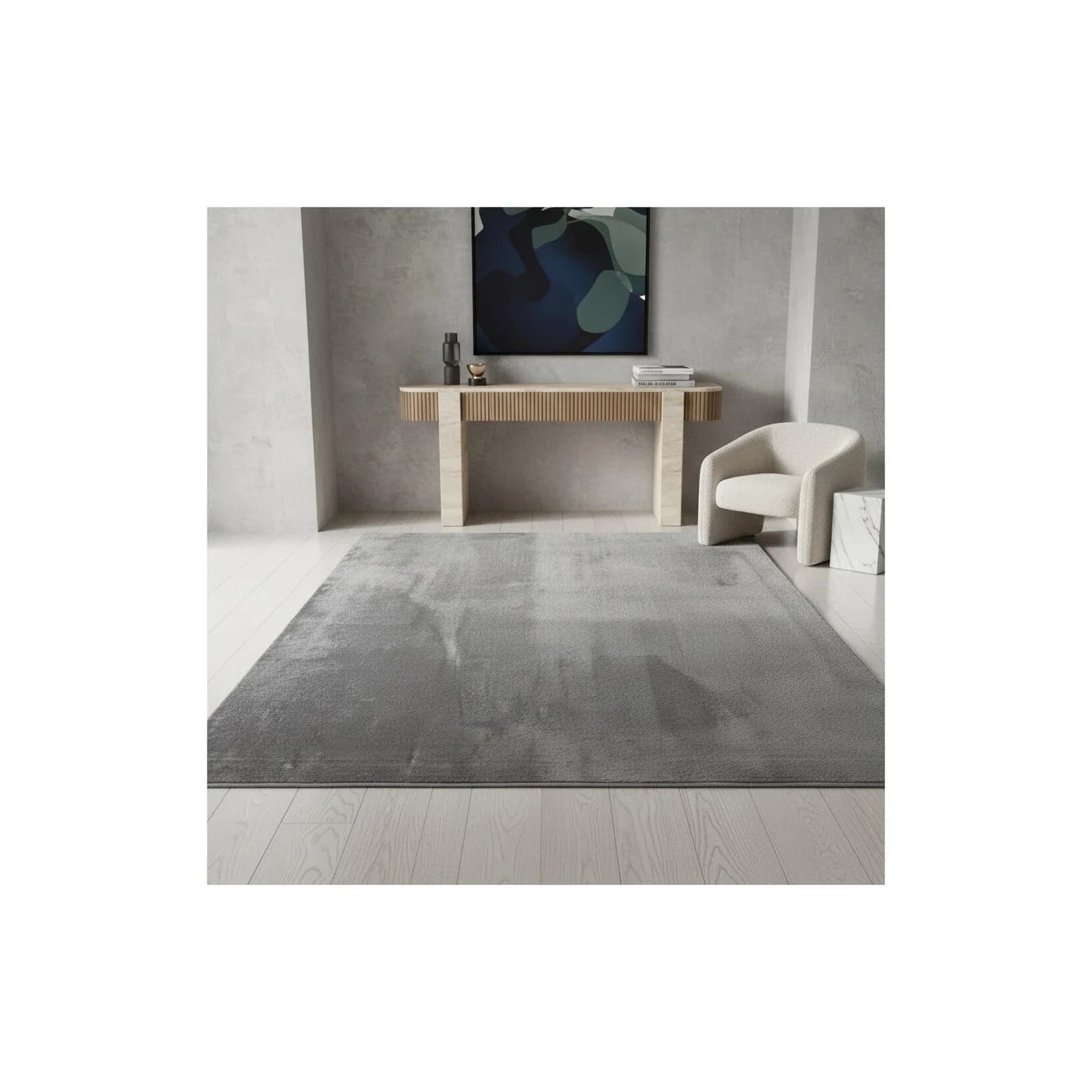Kurzflorteppich ISAR Silber Polyester Waschbar