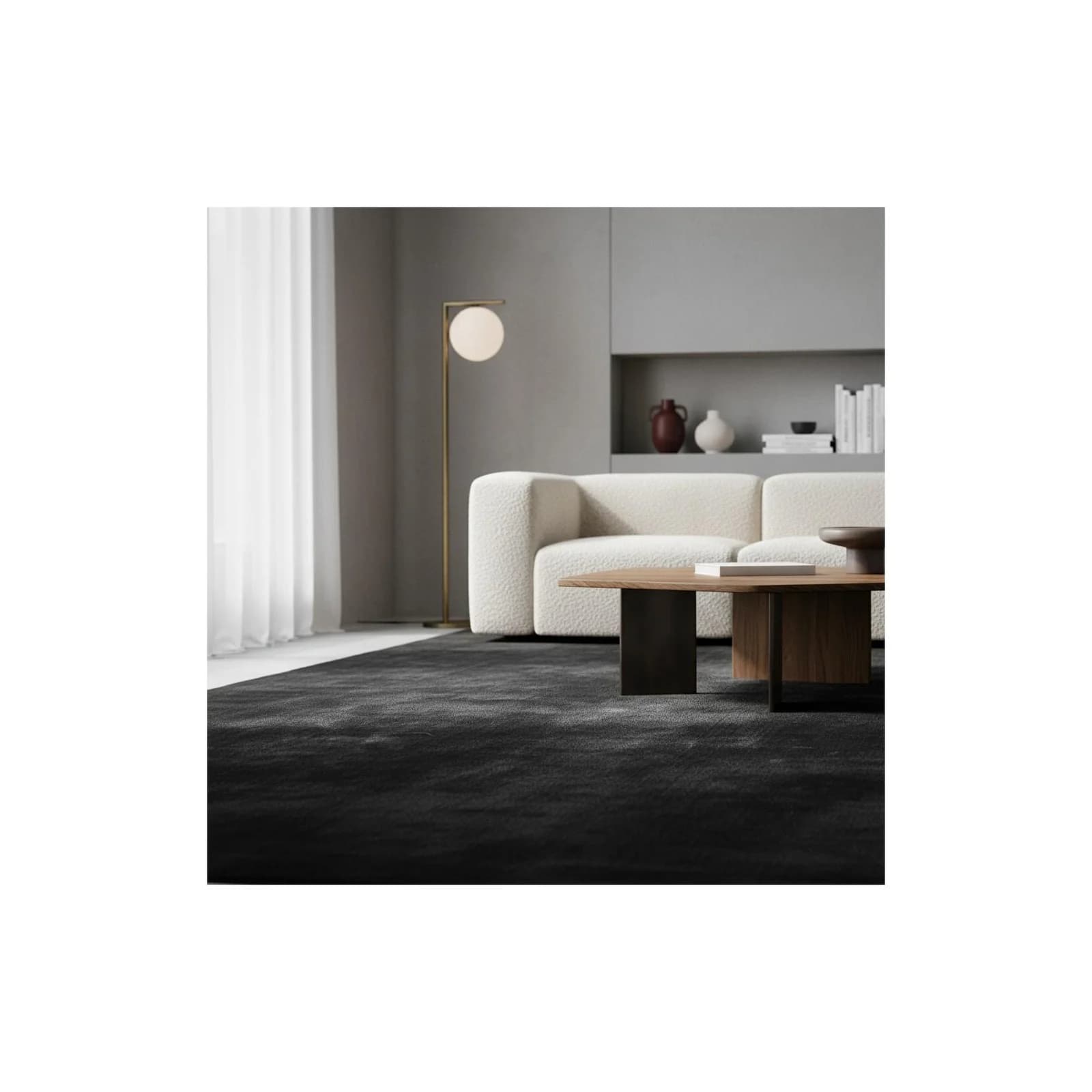Kurzflorteppich ISAR Schwarz Polyester Waschbar