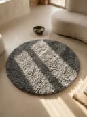 KADIMA DESIGN Teppich SALZACH Shaggy Hellgrau Rund Bild 2