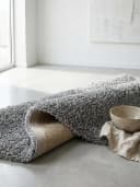 KADIMA DESIGN Teppich SALZACH Shaggy Hellgrau Rund Bild 4