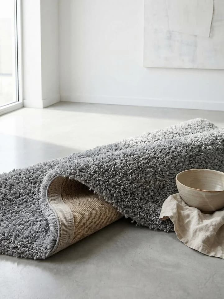 KADIMA DESIGN Teppich SALZACH Shaggy Hellgrau Rund - Bild 4