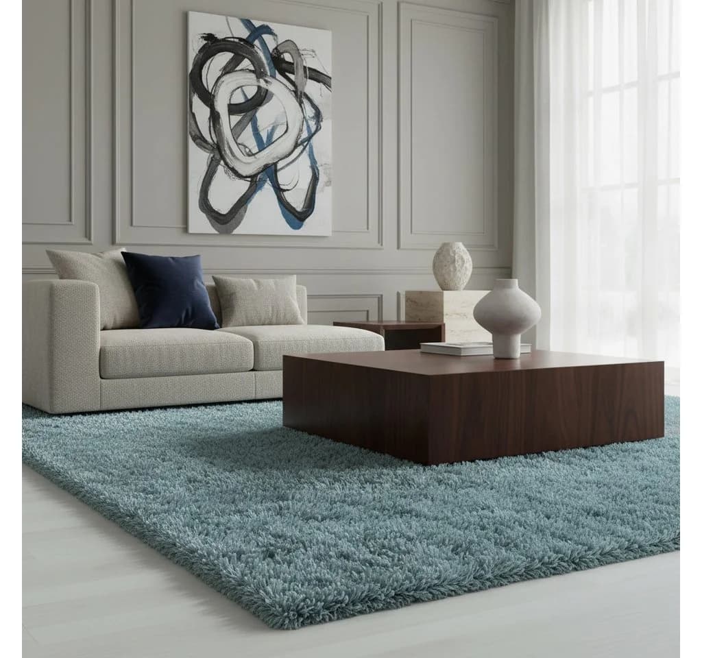 KADIMA DESIGN SALZACH Shaggy Teppich Blau 60x110 cm - Bild 3