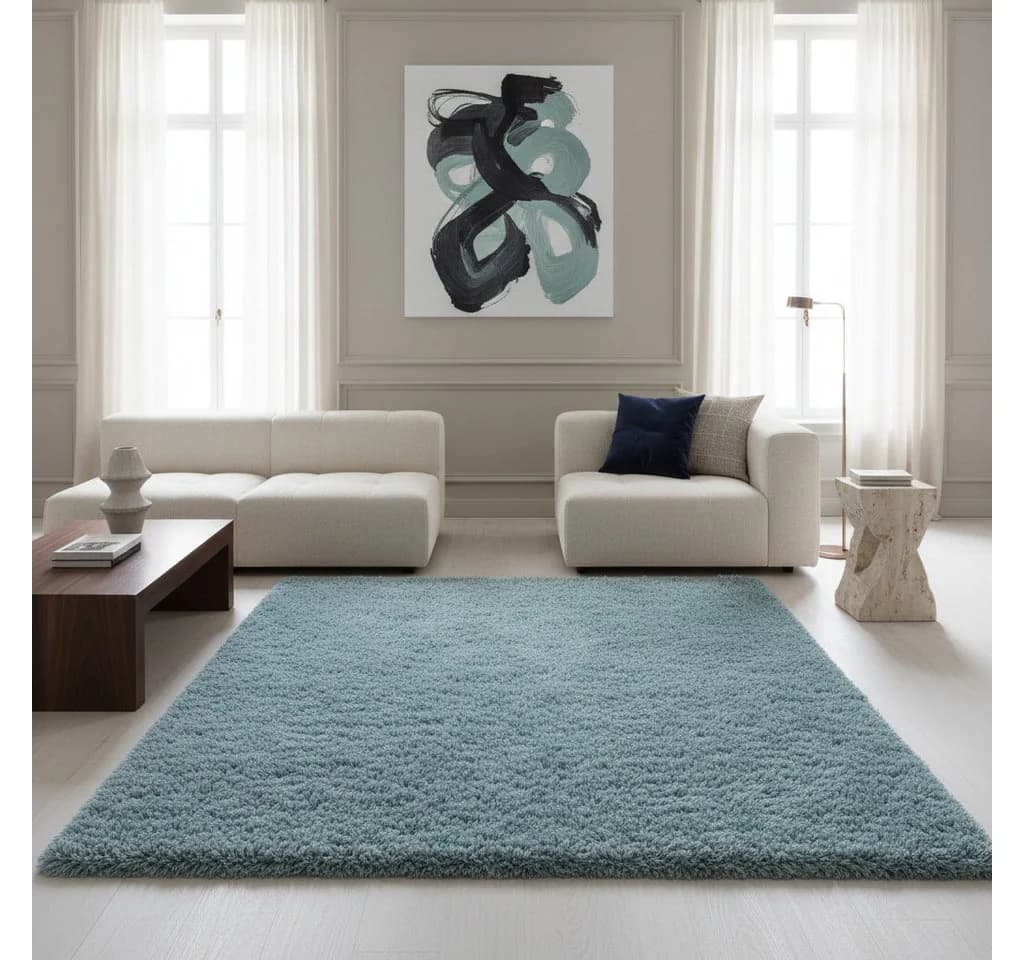 KADIMA DESIGN SALZACH Shaggy Teppich Blau 60x110 cm - Bild 4
