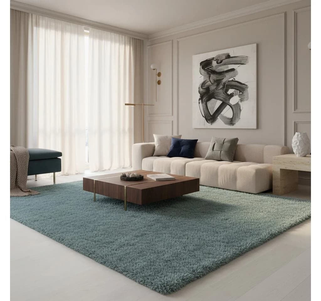 KADIMA DESIGN SALZACH Shaggy Teppich Blau 60x110 cm - Bild 5