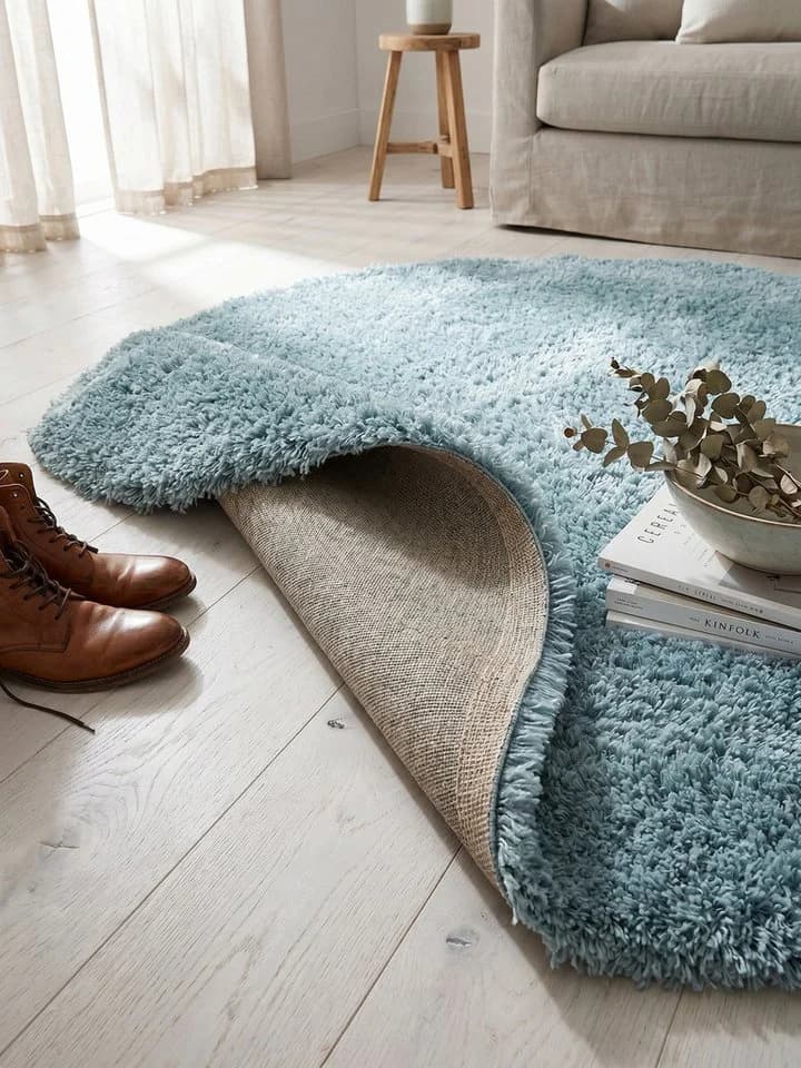 KADIMA DESIGN SALZACH Shaggy Teppich Blau 80x80 cm - Bild 3