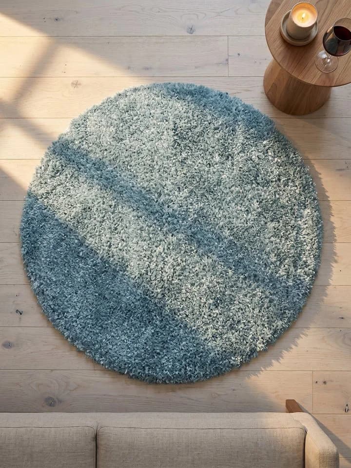 KADIMA DESIGN SALZACH Shaggy Teppich Blau 80x80 cm - Bild 4