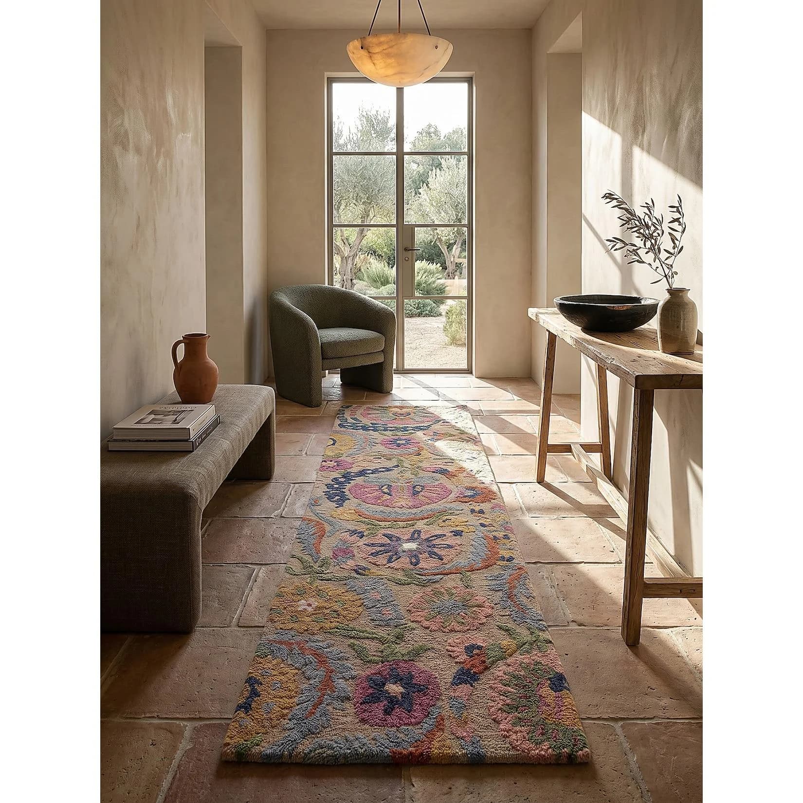 Kadima Design Teppich-Läufer HEDDA Boho Suzani Wolle 80x300 cm Multi