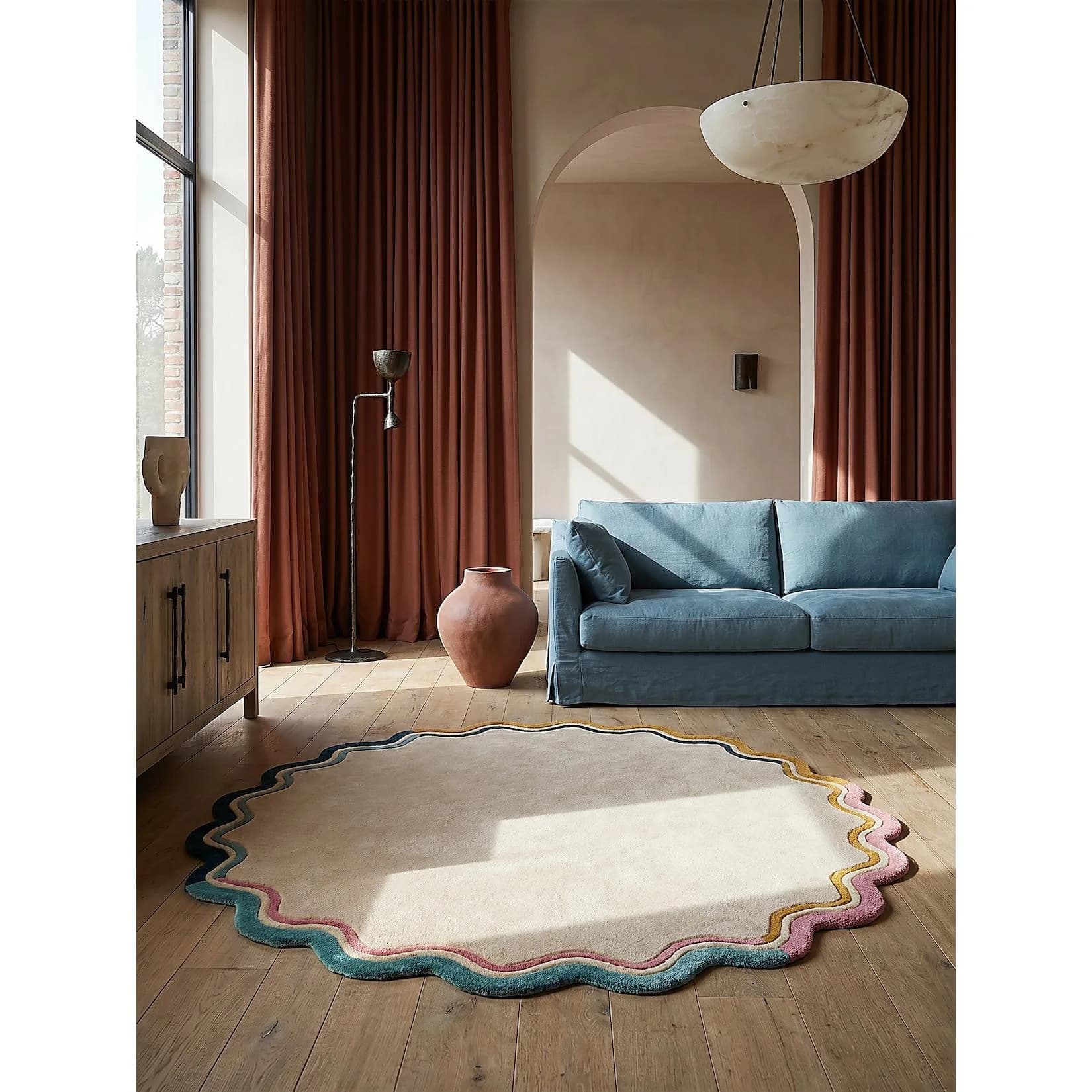 Kadima Design Teppich WINCH Rund Ø 180 cm Multi Retro Wollteppich