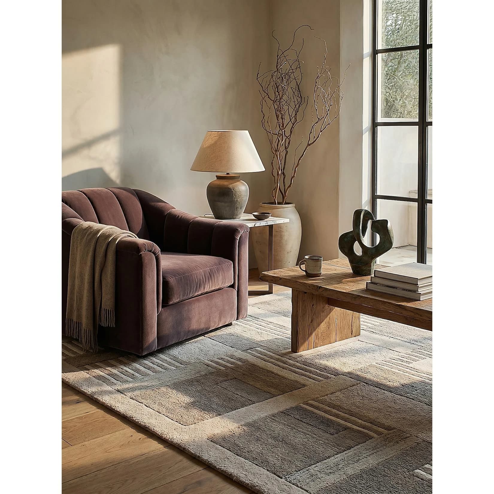 Kadima Design Wohnzimmerteppich EDALE Natur 160x230 cm Wolle Kurzflor