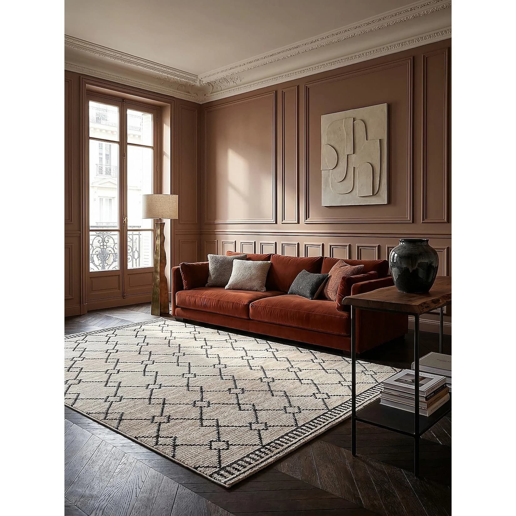 Kadima Design Teppich PERRAN Kurzflor Berber Rauten Polyester Monochrom