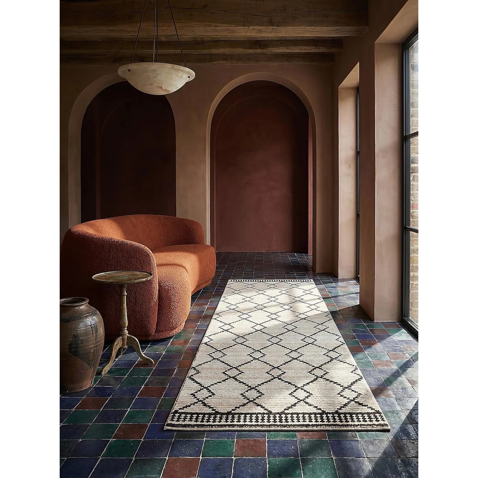 Kadima Design Teppich-Läufer PERRAN Kurzflor Berber Rauten Polyester