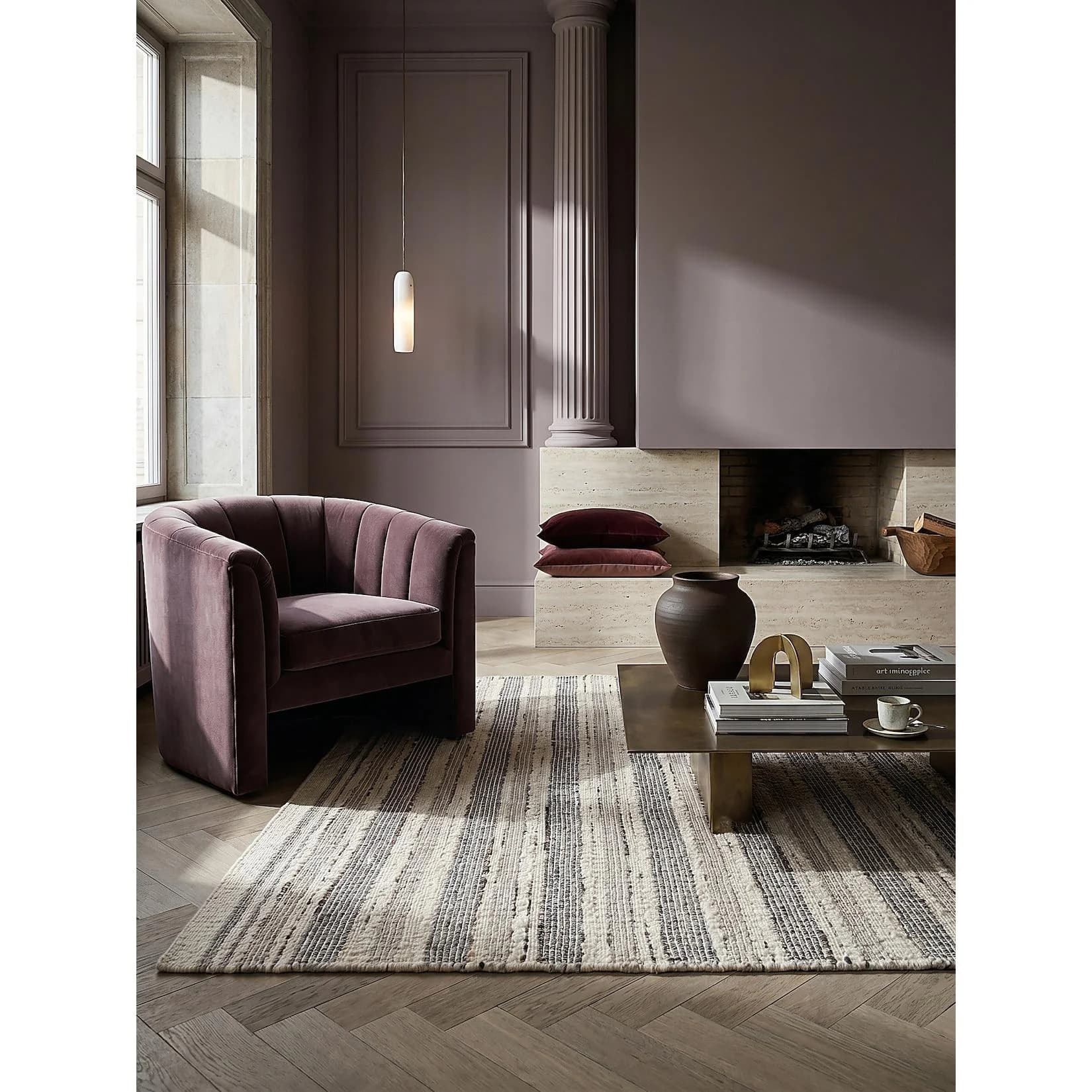 Kadima Design Teppich HYTHE Flachgewebe Streifen Natur 140x200 cm
