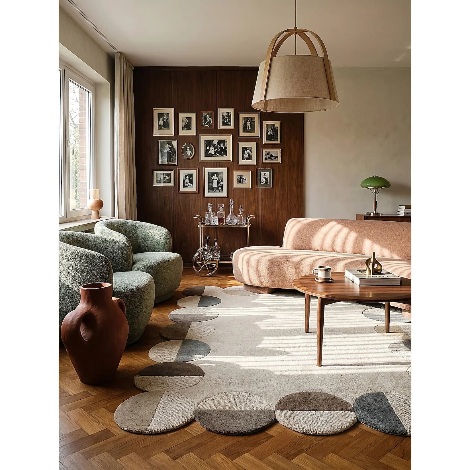Kadima Design Wohnzimmerteppich HALLEIN Muschel-Bordüre Wolle Natur