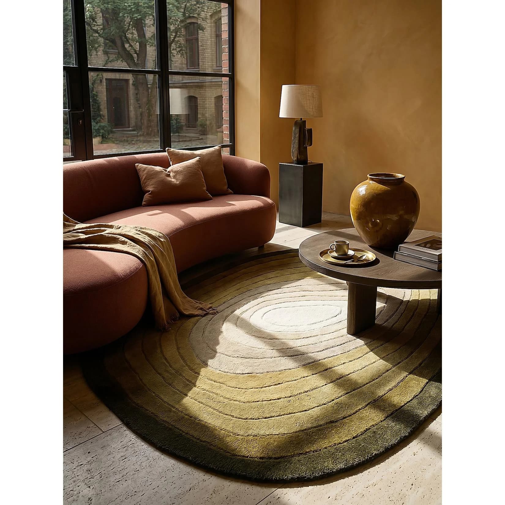 Kadima Design Teppich PARRET Grün Oval Handgetuftet
