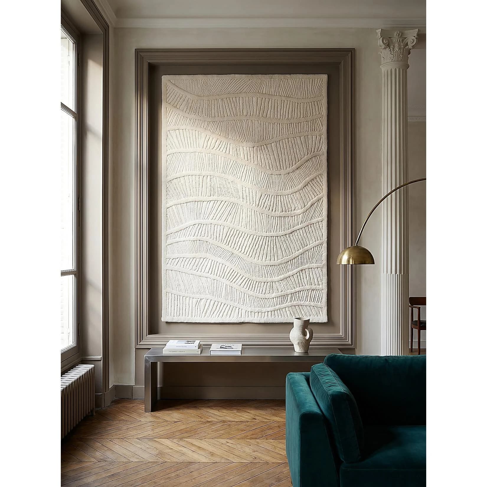 Kadima Design Wollteppich CARVE Mittelflor Reliefstruktur Cremeweiß