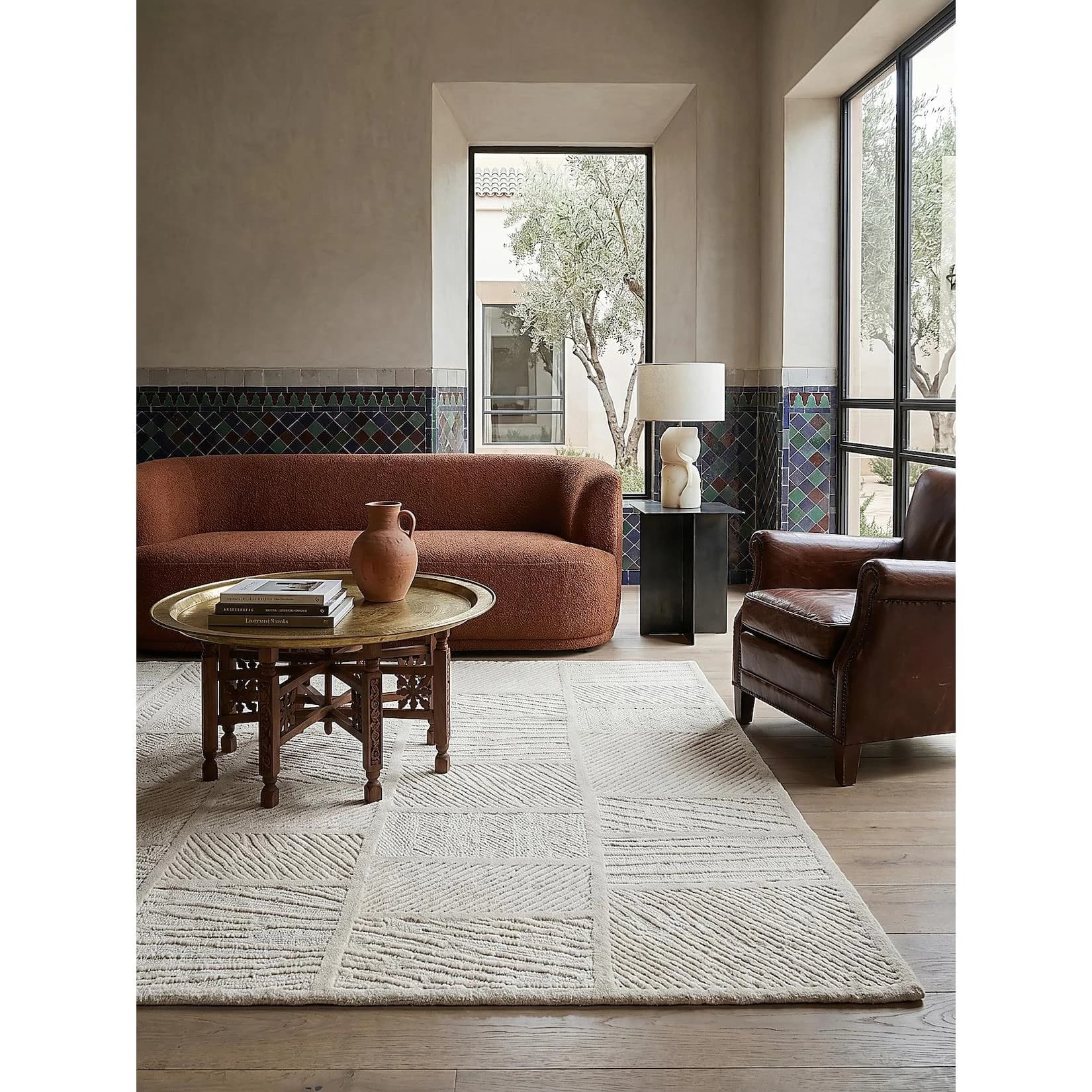 Kadima Design Teppich CARVE Reliefmuster Cremeweiß Wollanteil