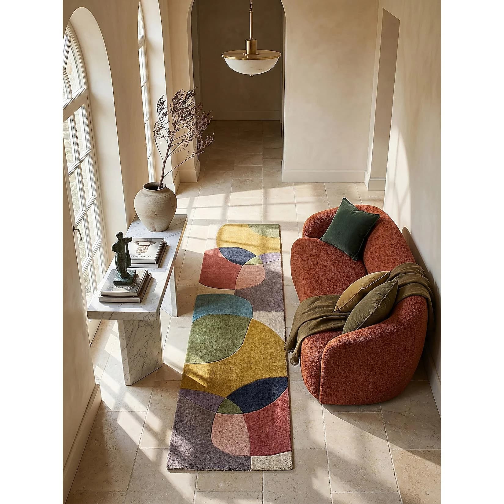 Kadima Design Teppich-Läufer AIRE Kurzflor Wolle Abstrakt Multi