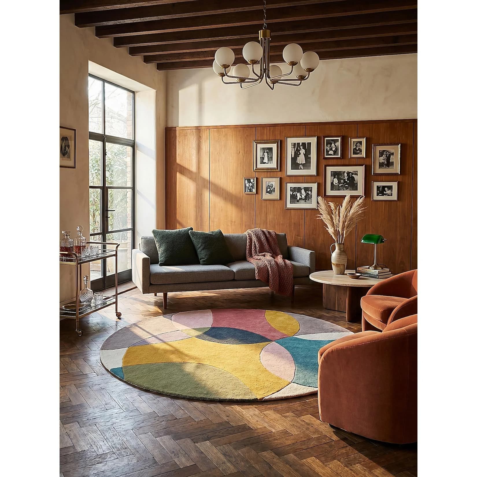 Kadima Design Wohnzimmerteppich AIRE Rund 160 cm Wolle Multi