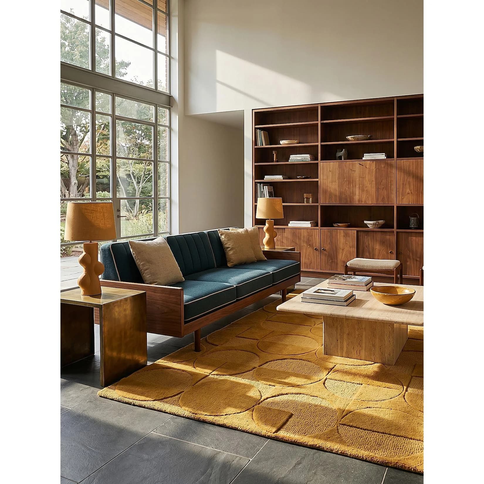 Kadima Design Wohnzimmerteppich DEBEN Senfgelb Wolle