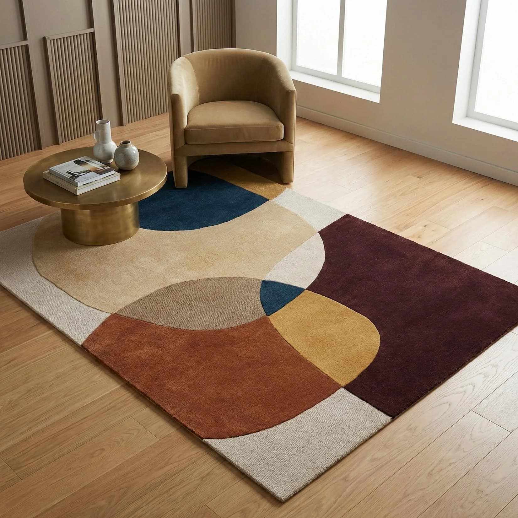 Kadima Design Teppich AIRE Kurzflor Wolle 120x170 cm Lila-Multi
