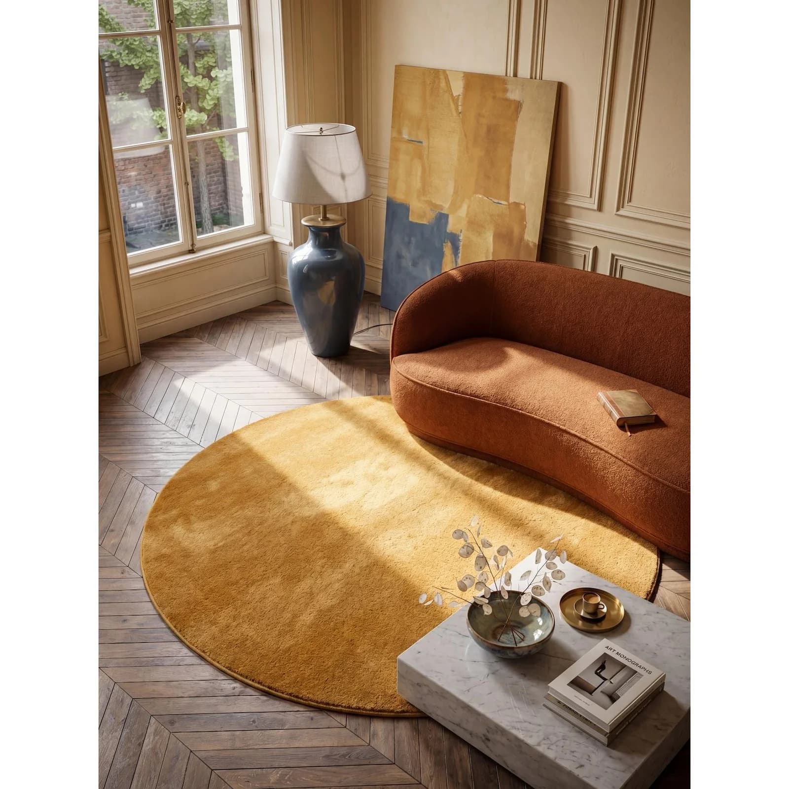 Kadima Design Teppich Hochflor Gold 200x200 cm ALDAN