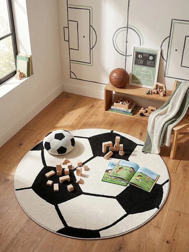 KADIMA DESIGN Kinderteppich CANAZEI Schwarz-Weiß 80x80 cm - Bild 2