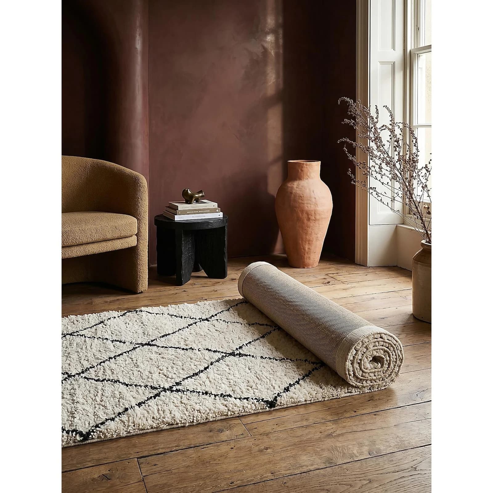 KADIMA DESIGN Shaggy-Teppich ATRIO Schwarz-Weiß 30 mm Flor