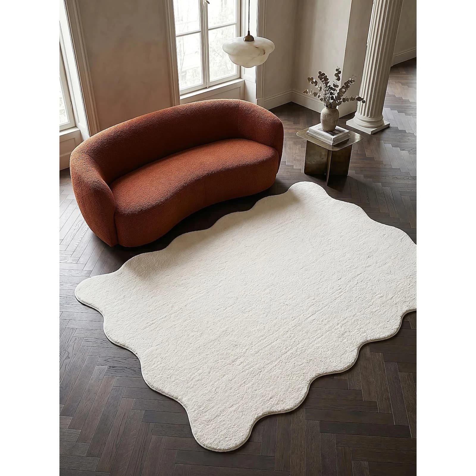 KADIMA DESIGN Teppich TIRSO Hochflor Creme Uni Polyester Antirutsch