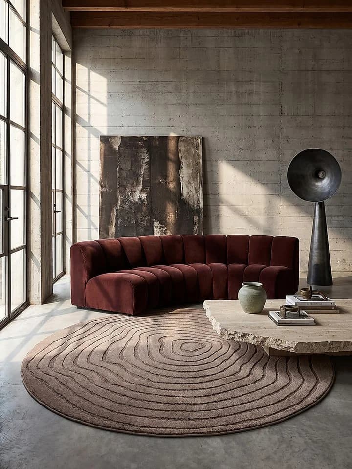 KADIMA DESIGN Teppich CETINA Rund Braun Gestreift - Bild 2
