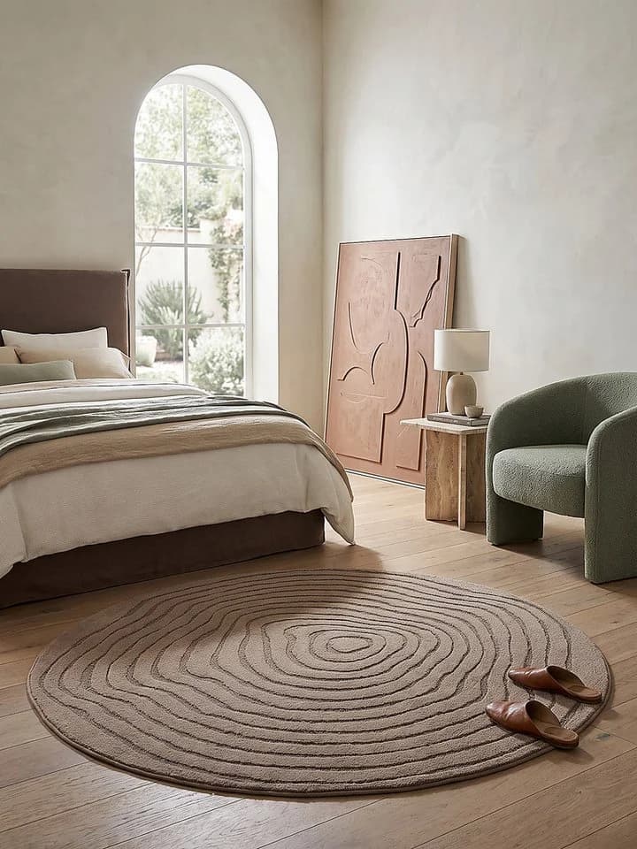 KADIMA DESIGN Teppich CETINA Rund Braun 160x160 cm Kurzflor - Bild 3