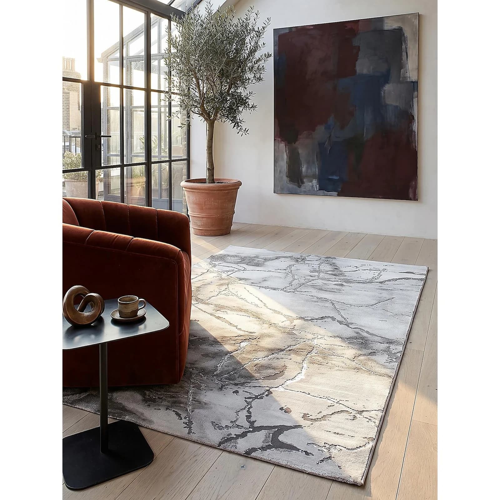 KADIMA DESIGN Teppich Polypropylen Grau 120x170 cm SVEDA