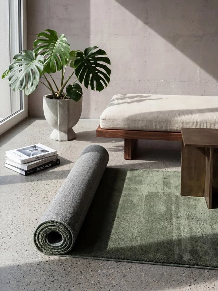 KADIMA DESIGN Teppich ALDAN Waldgrün Polyester Antirutsch - Bild 4