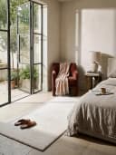 KADIMA DESIGN Teppich ALDAN Creme 60x110 Uni Polyester Antirutsch Bild 1