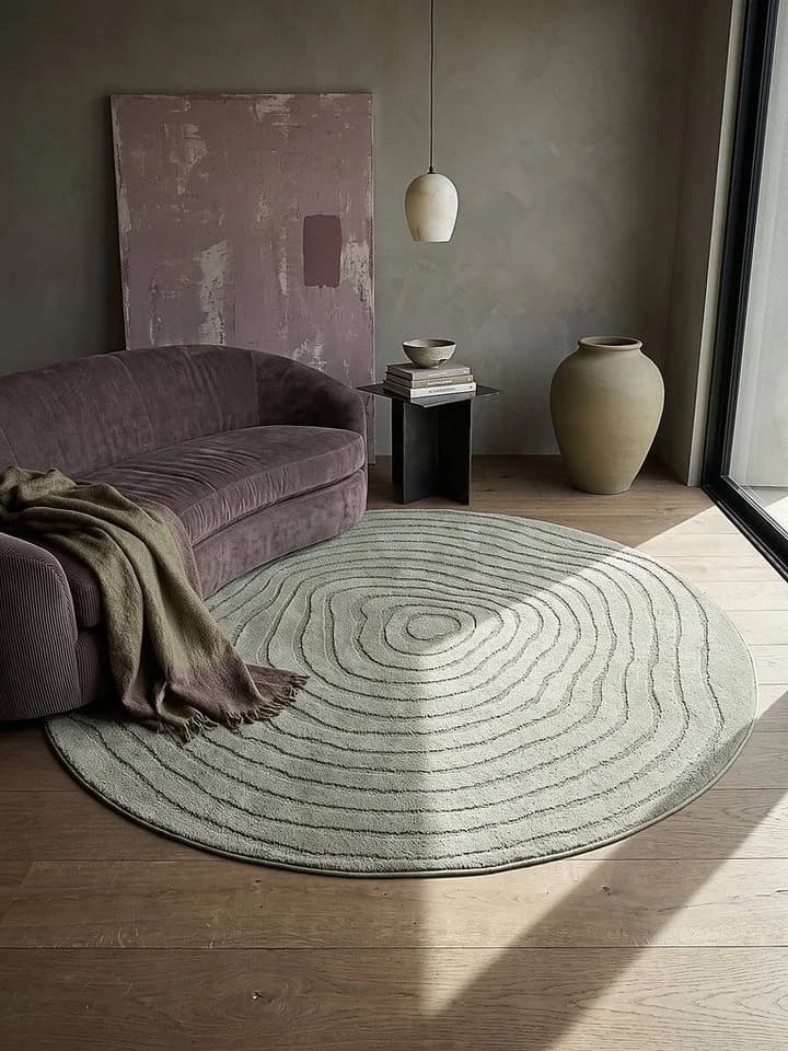 KADIMA DESIGN Rundteppich CETINA Grün Gestreift 120 cm - Bild 4