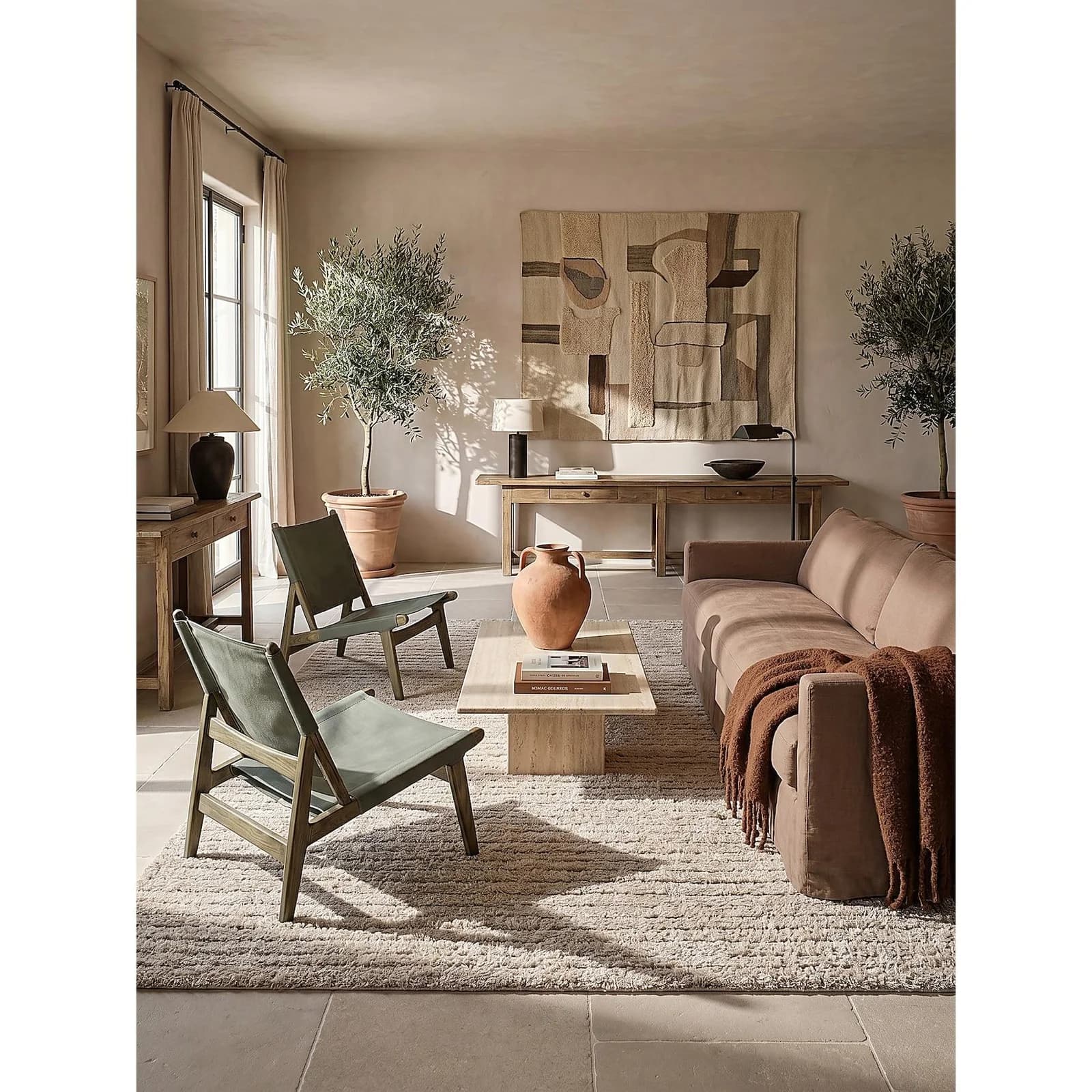 KADIMA DESIGN Shaggy-Teppich Pflegeleicht Beige