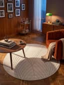 KADIMA DESIGN Outdoorteppich ENGADIN Rund Creme Blattmotiv Bild 5