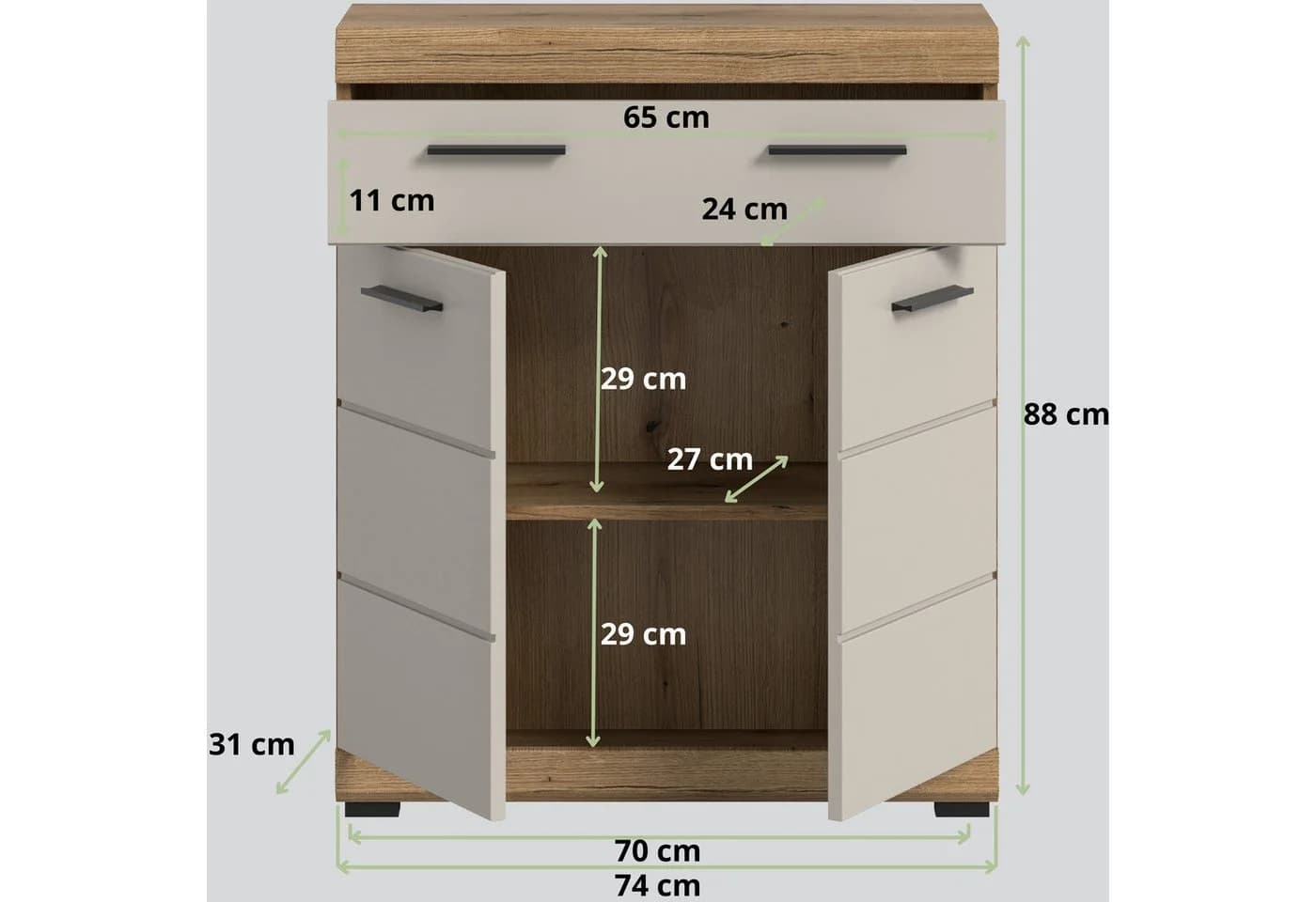 furnling Unterschrank Scott 1 Schublade 2 Türen Badkommode - Bild 3