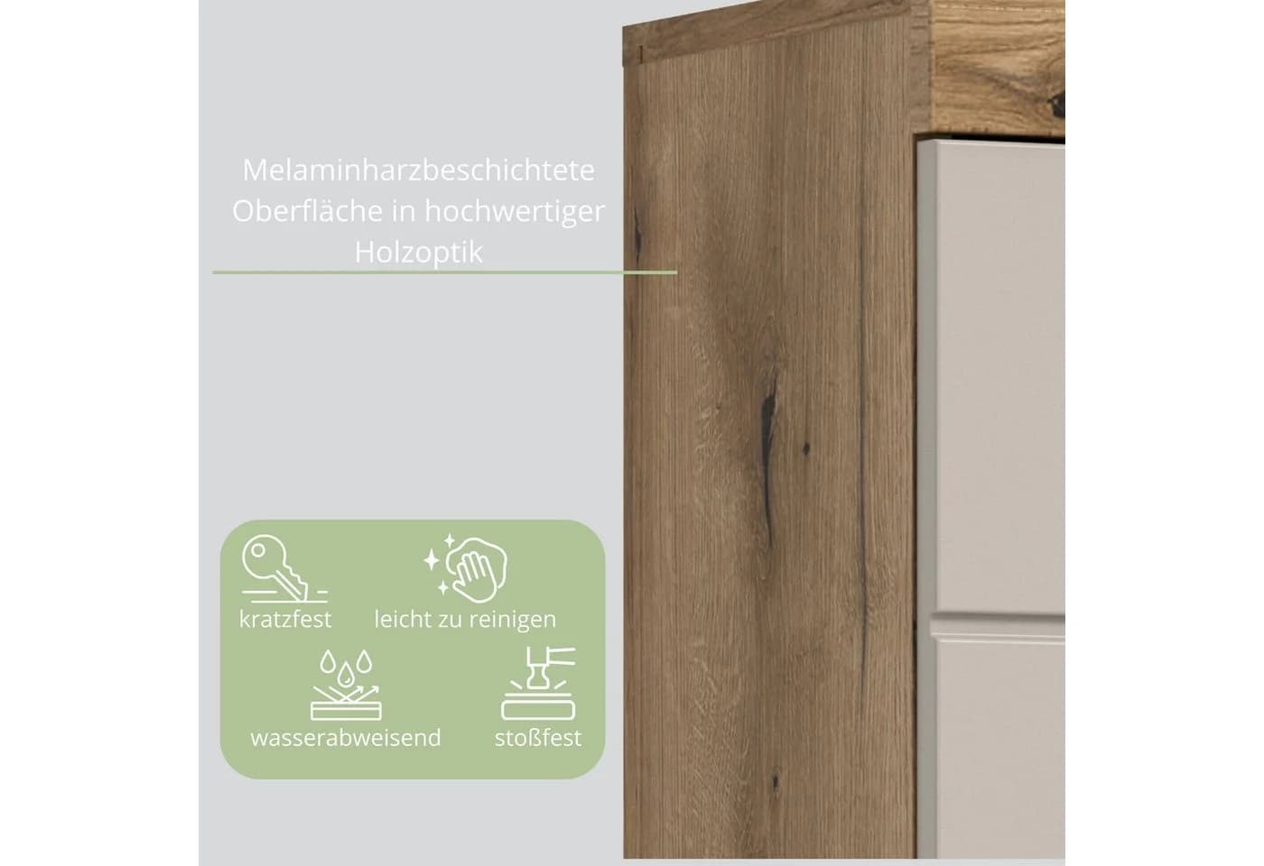 furnling Hochschrank Scott 4 Türen Grau Holzoptik Modern - Bild 5