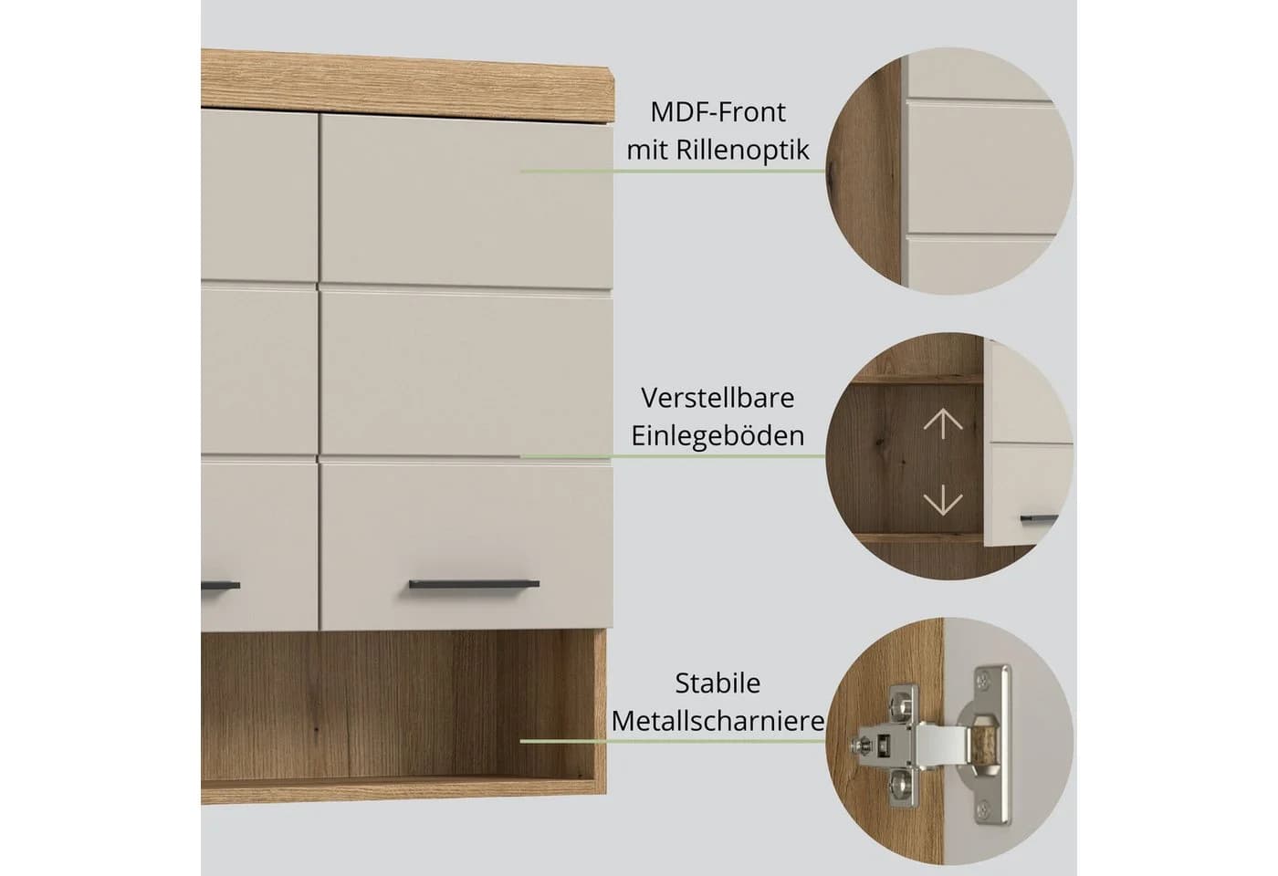 furnling Hängeschrank Scott 2 Türen Grau Braun Modern - Bild 4