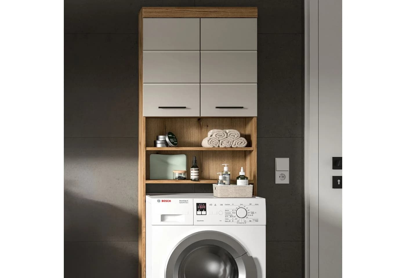 furnling Waschmaschinenumbauschrank Scott Grau Modern