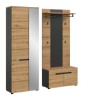 furnling Garderoben-Set Cano, 3-St., Garderobenpaneel, Garderobenschrank, Sitzbank, Komplett-Set, Höhe 190 cm, Basalt grau/Artisan Bild 2