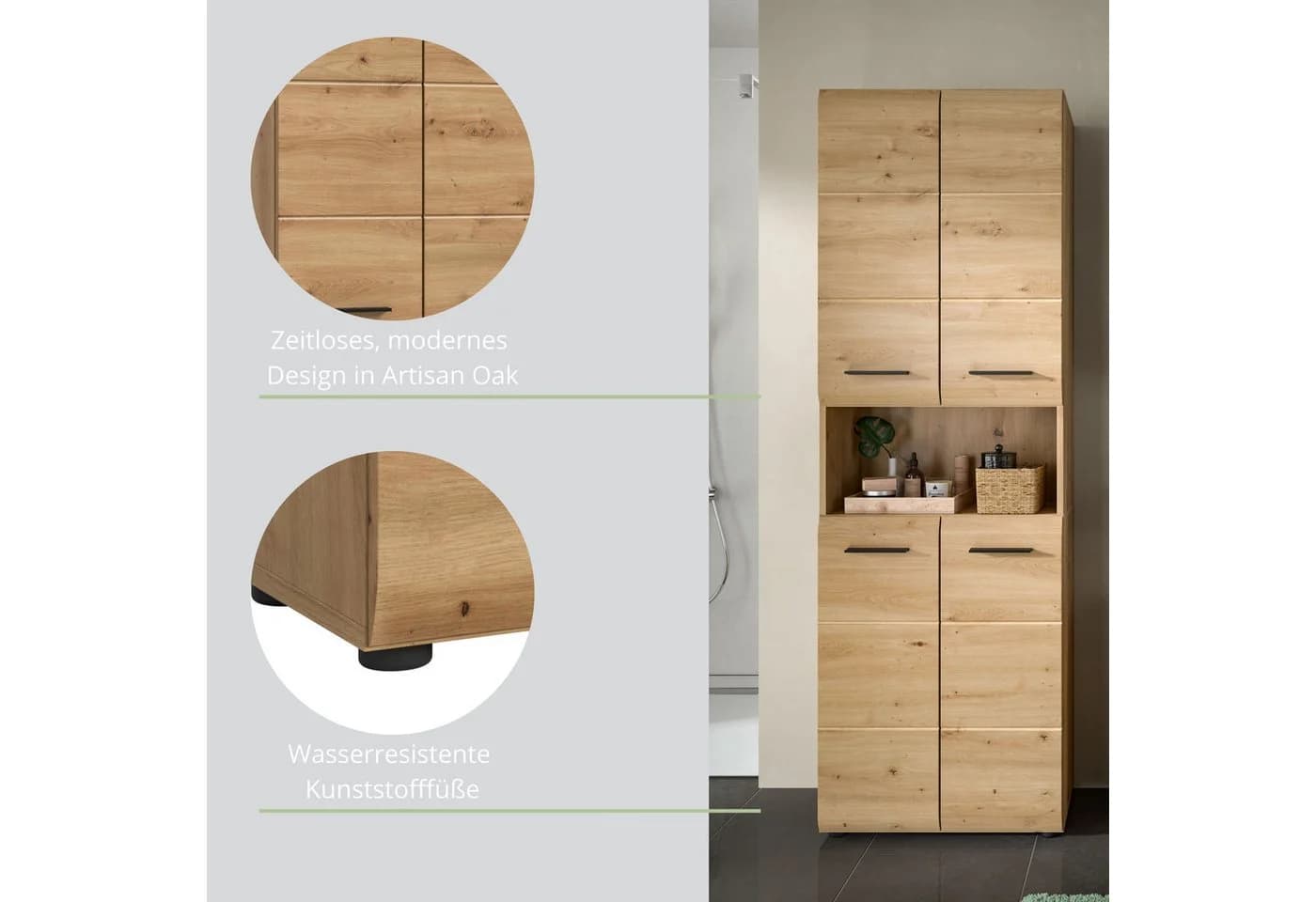furnling Stauraumschrank Ivy Hochschrank 4 Türen Artisan Oak - Bild 4
