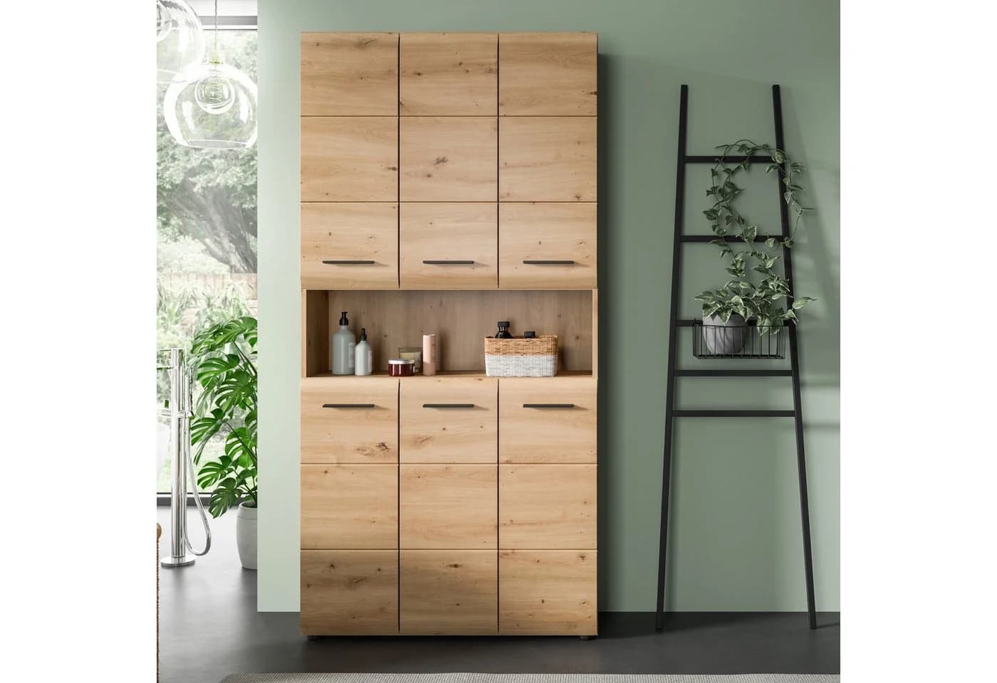 furnling Mehrzweckschrank Ivy 6 Türen 12 Fächer Artisan Oak