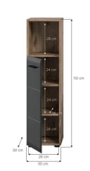 furnling Stauraumschrank Ivy Compact Schwarz Matt mit offener Ablage Bild 5