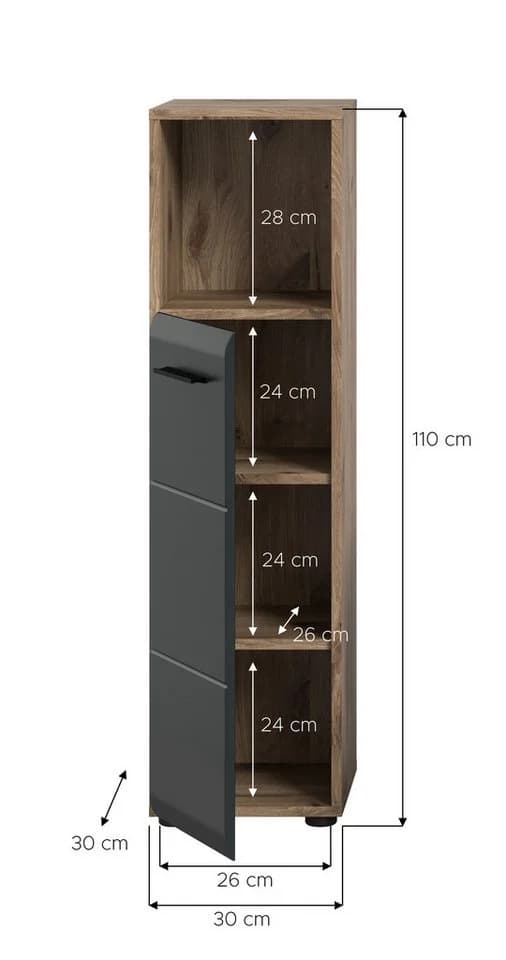 furnling Stauraumschrank Ivy Compact Schwarz Matt mit offener Ablage - Bild 5